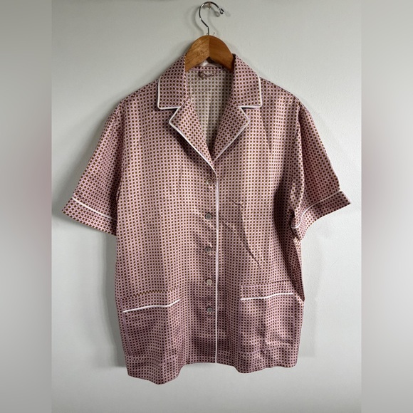 Olivia von Halle pajama set large pink purple green geometric Sarrazin